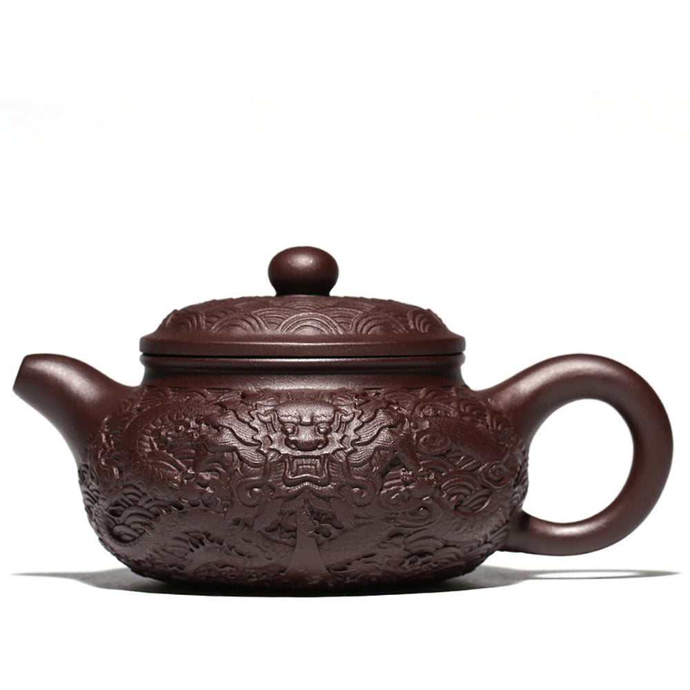 Yixing Dragon Over Sea Purple Clay Teapot