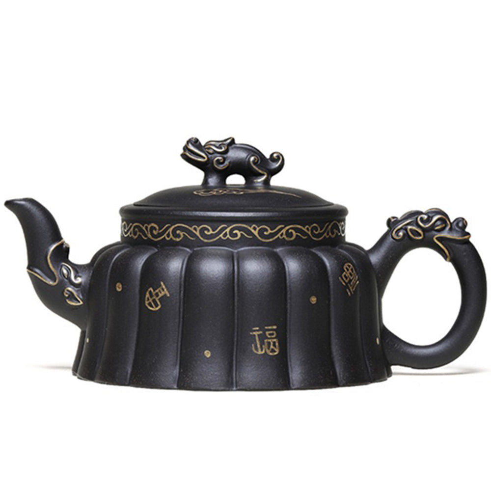 Yixing Black Clay Dragon Lid Teapot