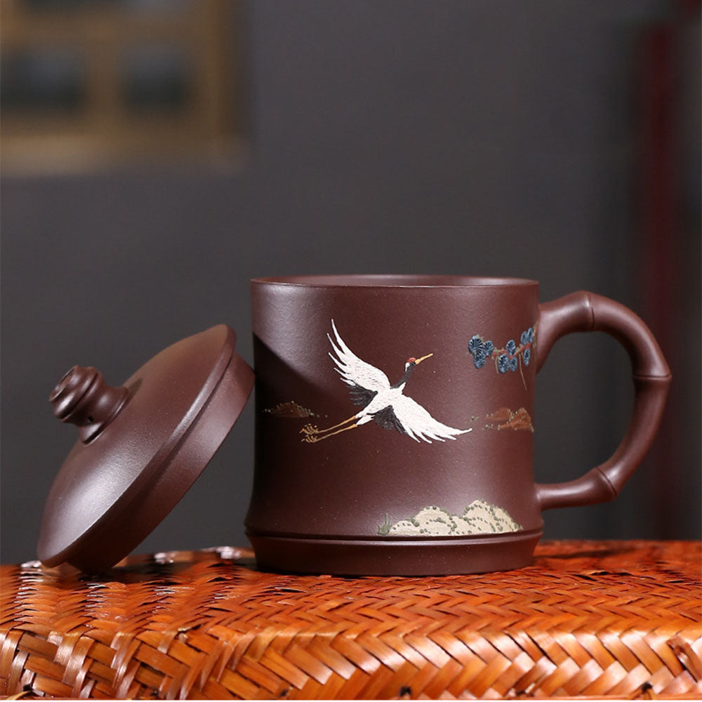 Yixing Purple Clay Pine Crane Tea Cup