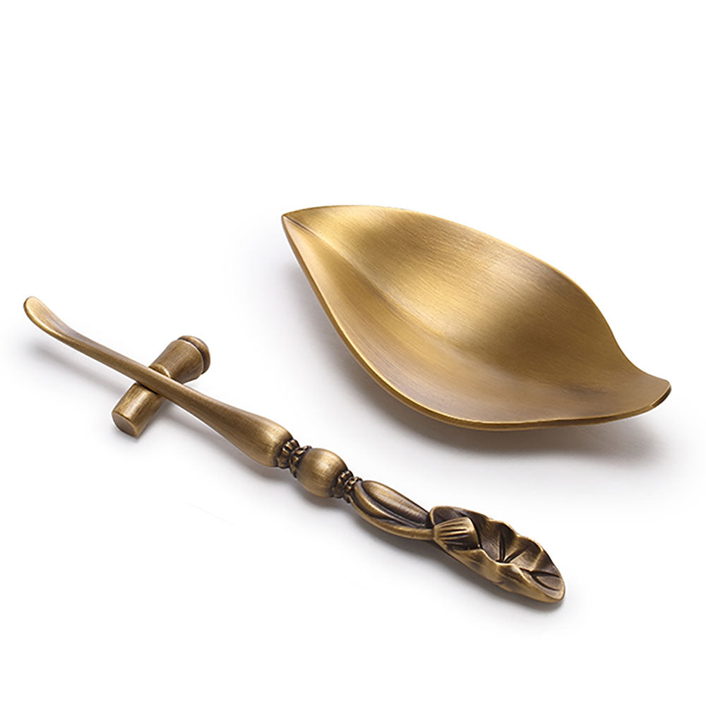 Handmade Brass Tea Holder With Lotus Spoon