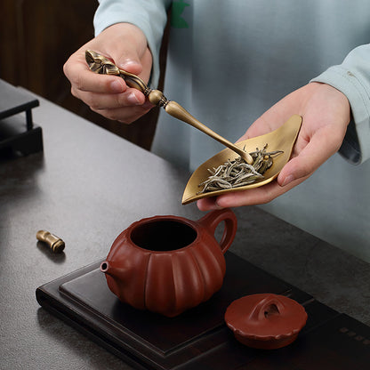 Handmade Brass Tea Holder With Lotus Spoon