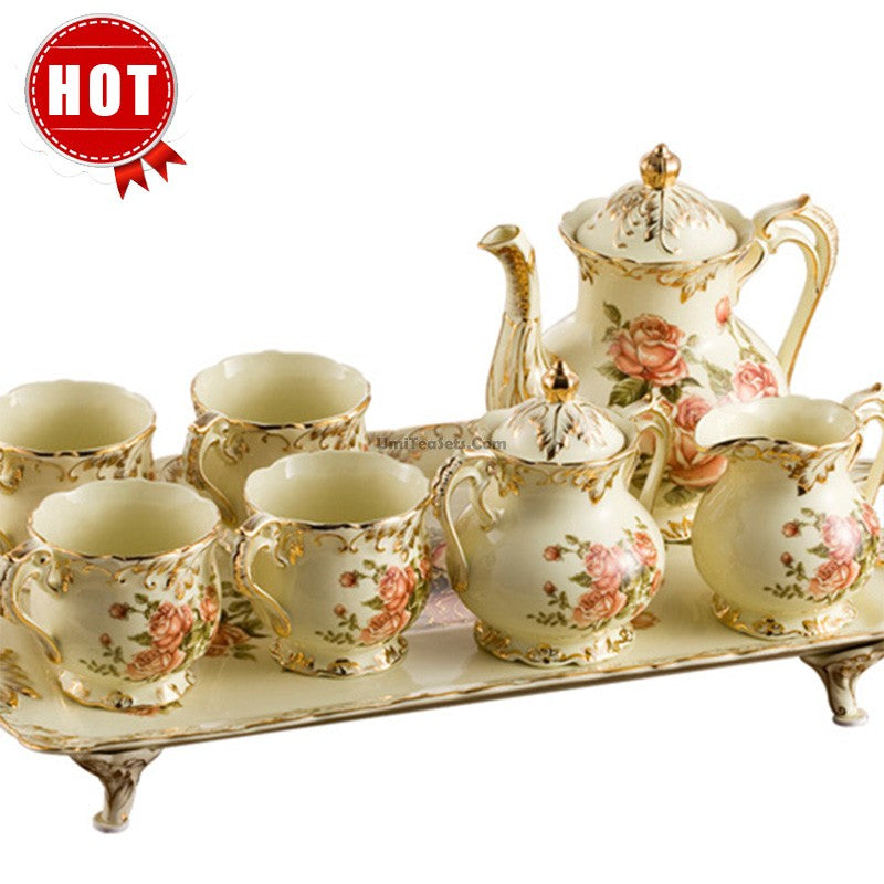 Upscale 8 Pieces Rose British Coffee Tea Set