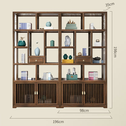 Elm Wood Curio Display Cabinet Shelf