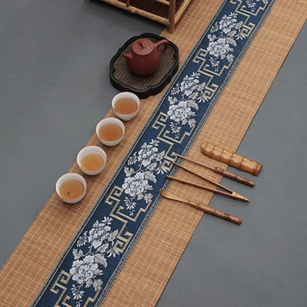 Bamboo Blue Embroidery Tea Table Mat