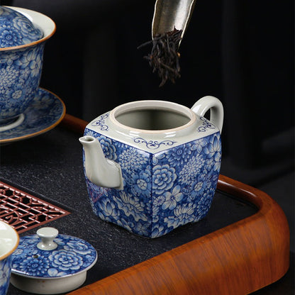 Ruyao Blue And White Flower Tea Set