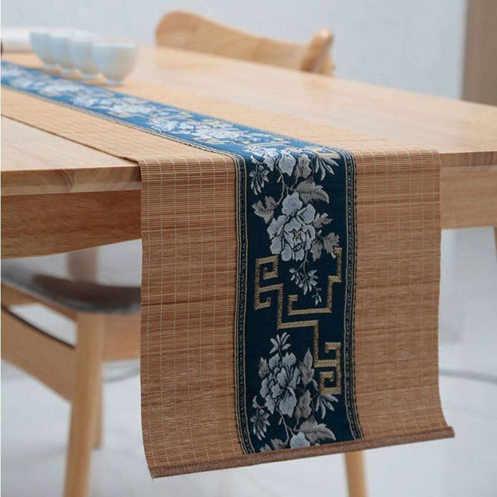 Bamboo Blue Embroidery Tea Table Mat