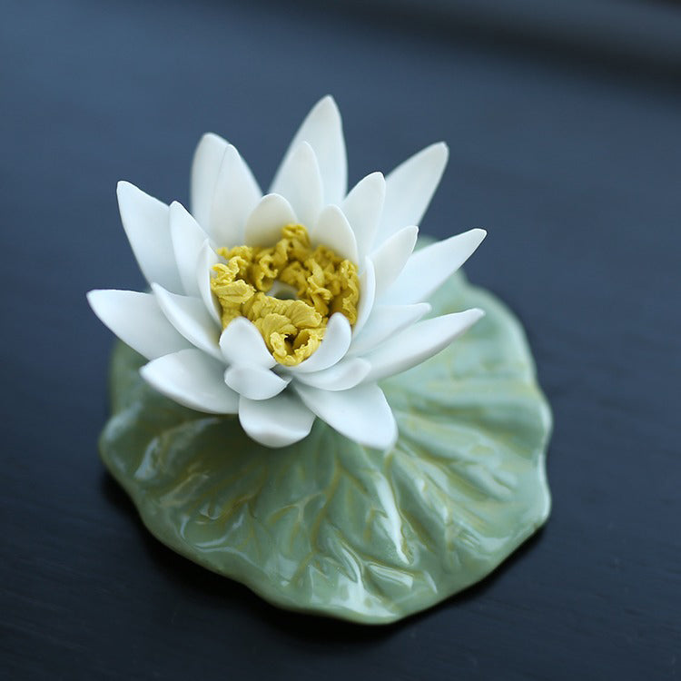 Lotus Flower And Leaf Porcelain Tea Pet