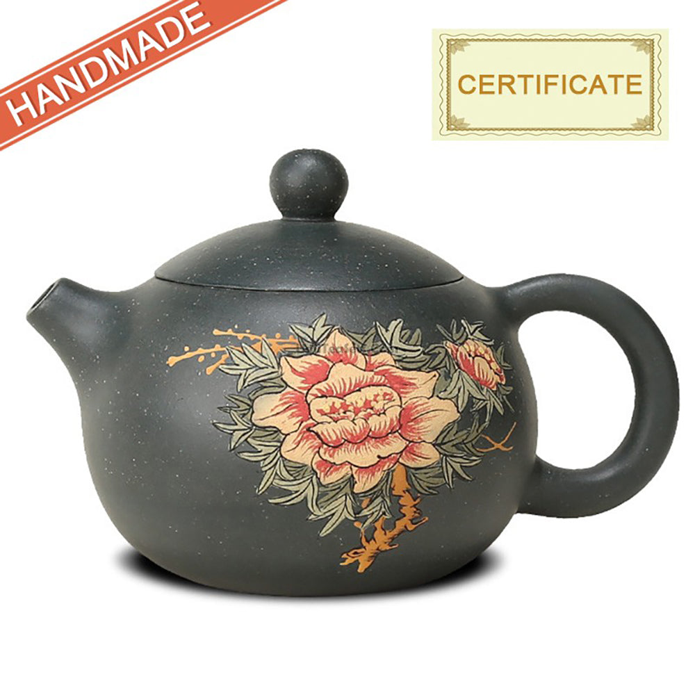 Yixing Clay Xi Shi Peony Teapot