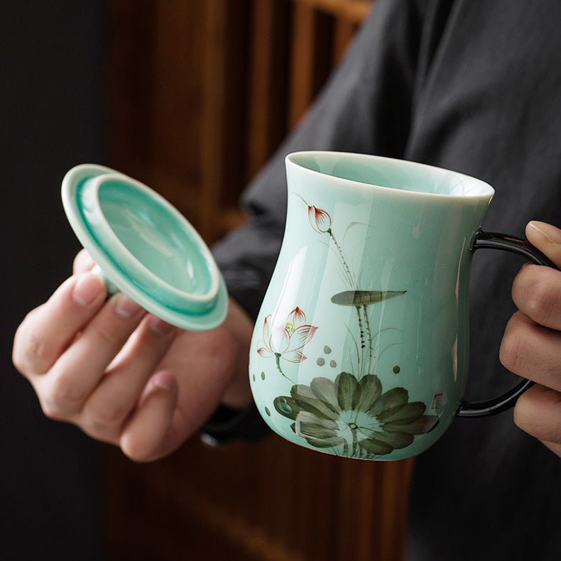 Longquan Celadon Lotus Chinese Tea Cup