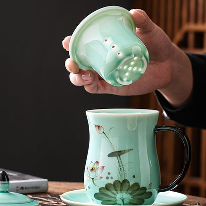 Longquan Celadon Lotus Chinese Tea Cup