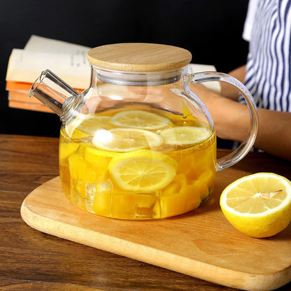 Glass Teapot With Bamboo Lid