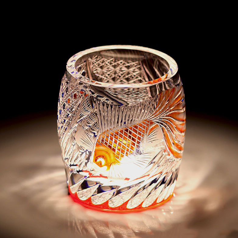 Edo Kiriko Handcrafted Koi Whisky Glass Tea Cup