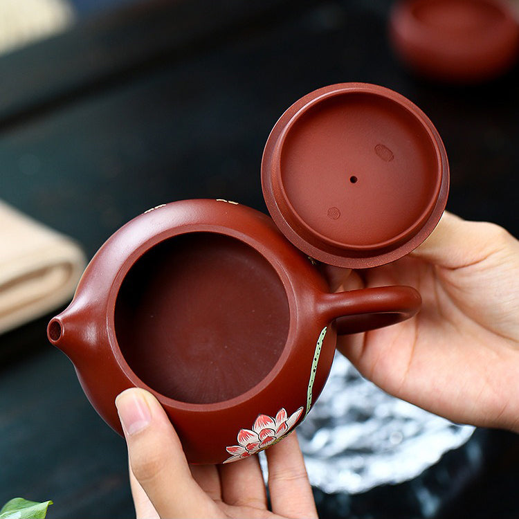 Yixing Red Clay Lotus Xi Shi Tea Set