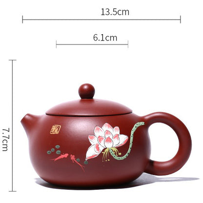 Yixing Red Clay Lotus Xi Shi Tea Set