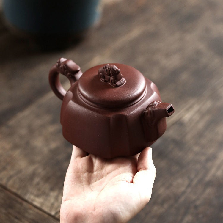 Yixing Purple Clay Dragon Square Teapot