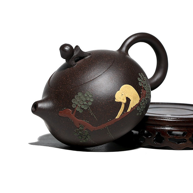 Wuhui Heini Black Dragon Egg Yixing Teapot - Long Dan Zisha Tea Pot 220ml