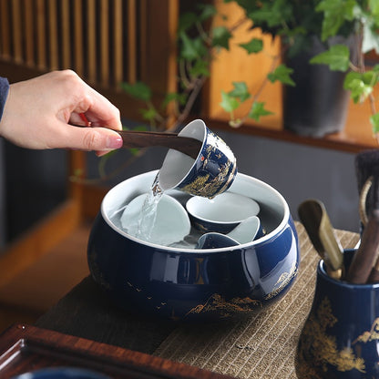 Chinese Blue Landscape Porcelain Tea Set