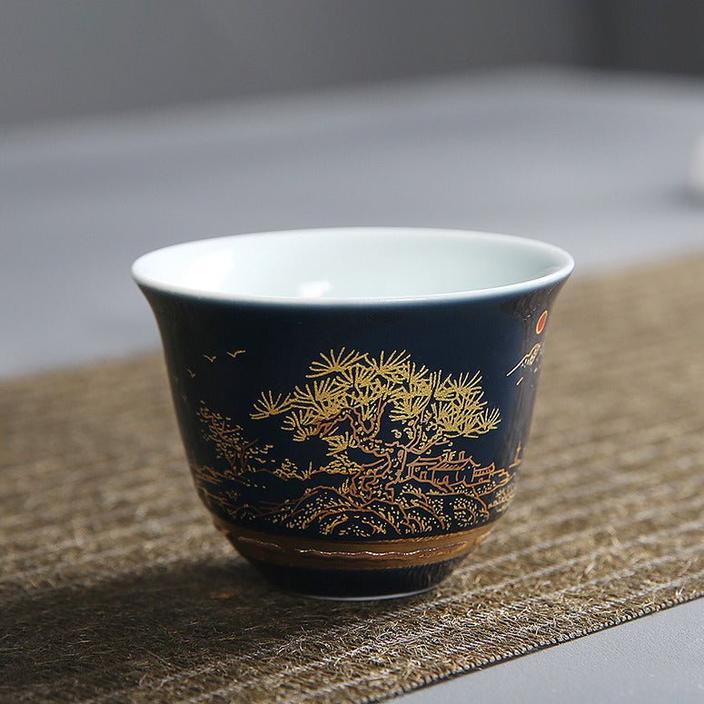 Chinese Blue Landscape Porcelain Tea Set