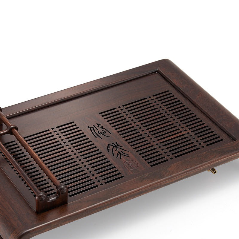 Ebony Wood Tea Tray With Cup Holder