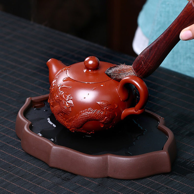 Yixing Tea Pot Beauty Kettle Black Mud Hand Carved