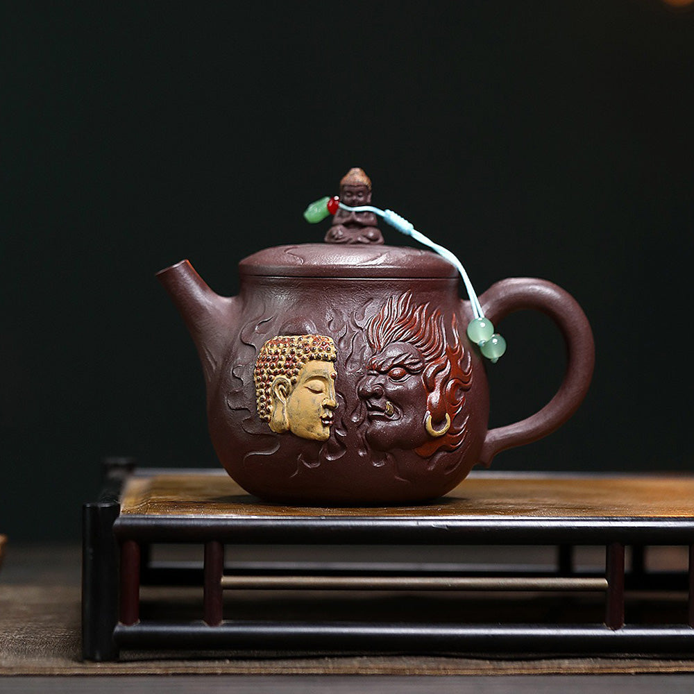 Yixing Purple Clay Buddha And Demon Teapot