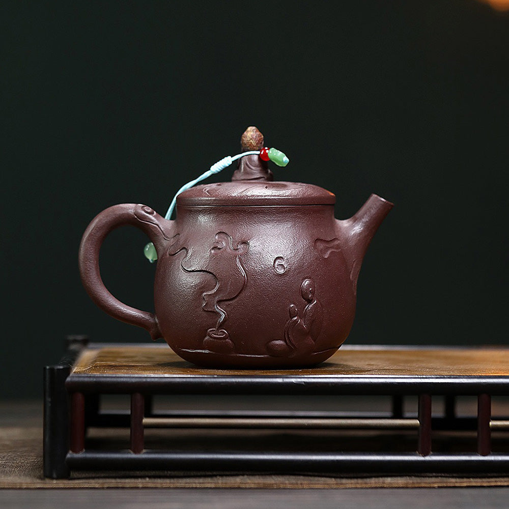 Yixing Purple Clay Buddha And Demon Teapot