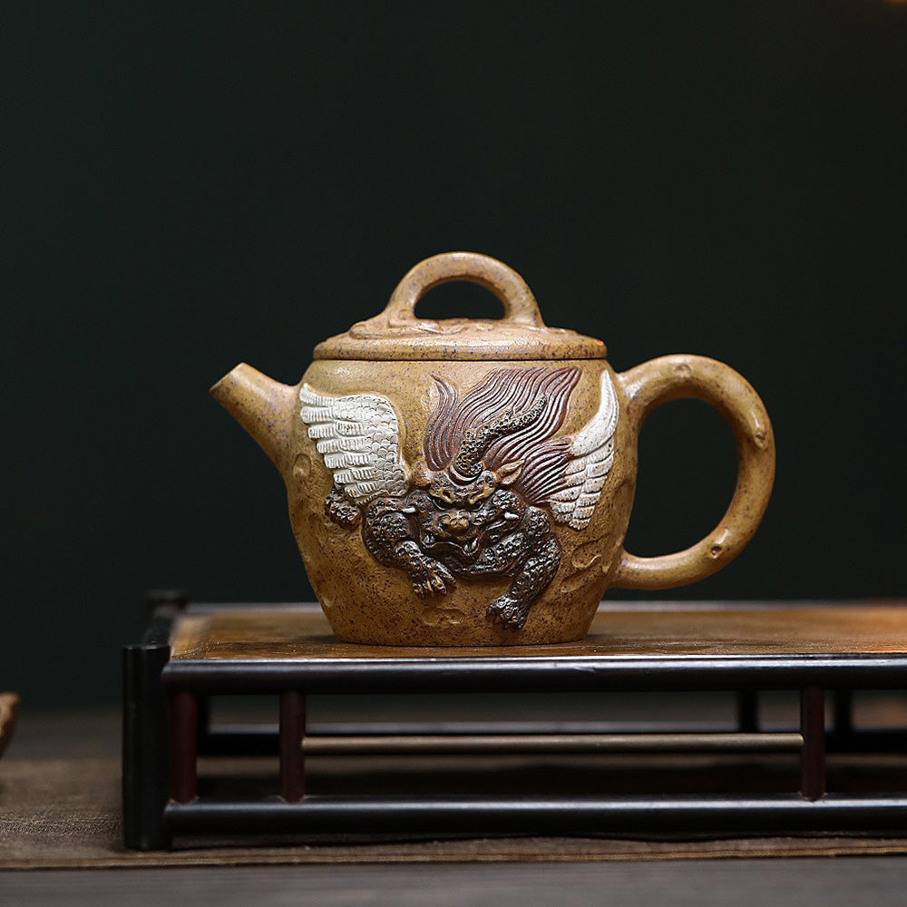 Dragon Bone Gold Sand Clay Kylin Teapot