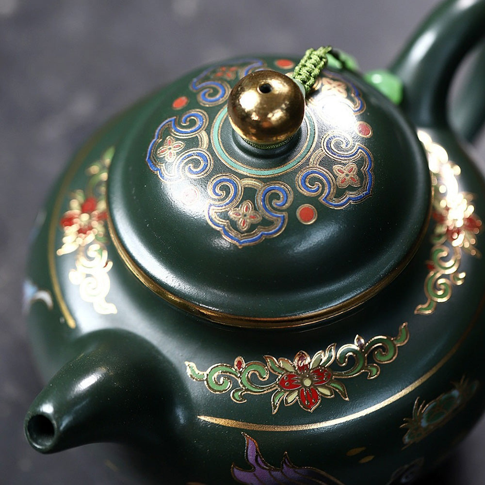 Yixing Green Clay Goldfish Duo Qiu Teapot