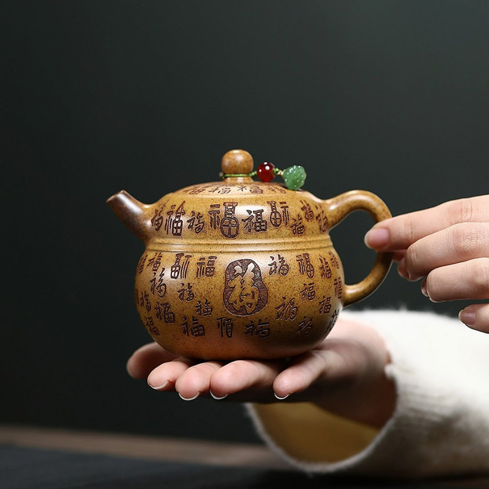 Dragon Bone Gold Sand Fu Gourd Teapot