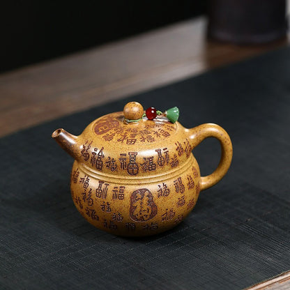 Dragon Bone Gold Sand Fu Gourd Teapot