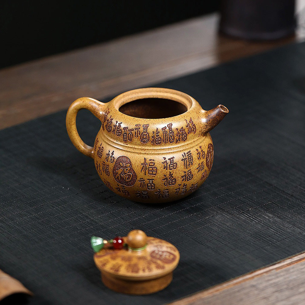 Dragon Bone Gold Sand Fu Gourd Teapot