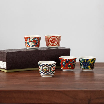 Japanese Kutani-yaki Tea Cup Set of Five