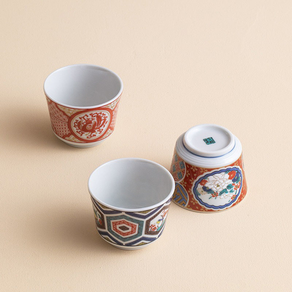 Japanese Kutani-yaki Tea Cup Set of Five