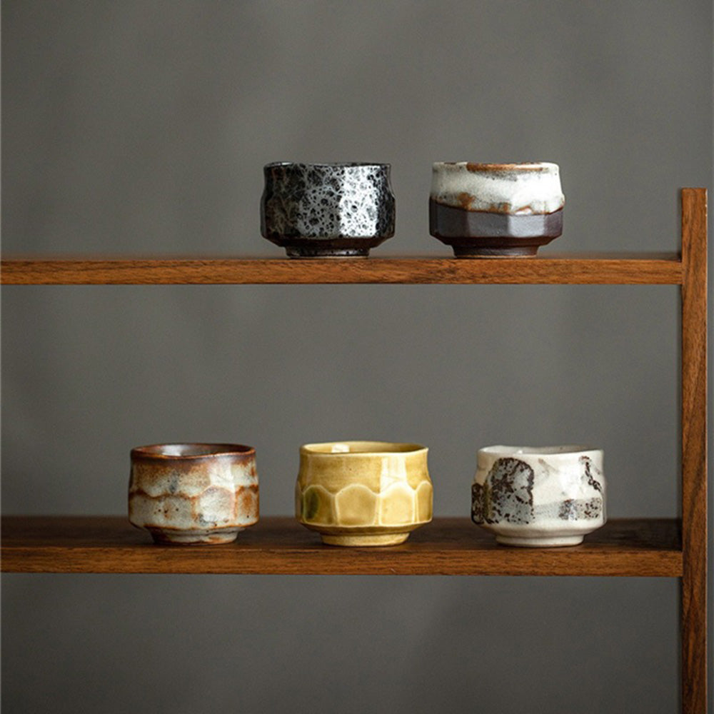 Japanese Mino-yaki Wabi-Sabi Tea Cup Set of Five