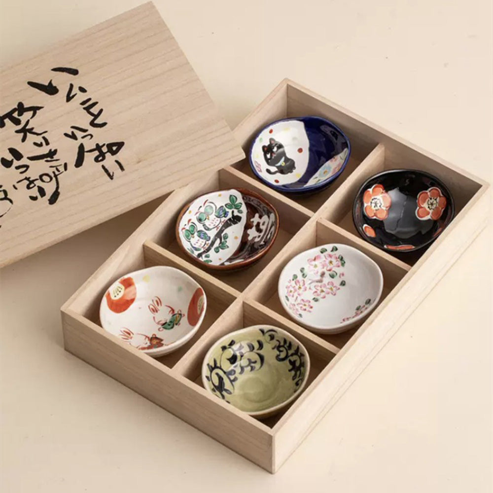 Japanese Mino-yaki Yudachi Kiln Mini Bowl Set of Six