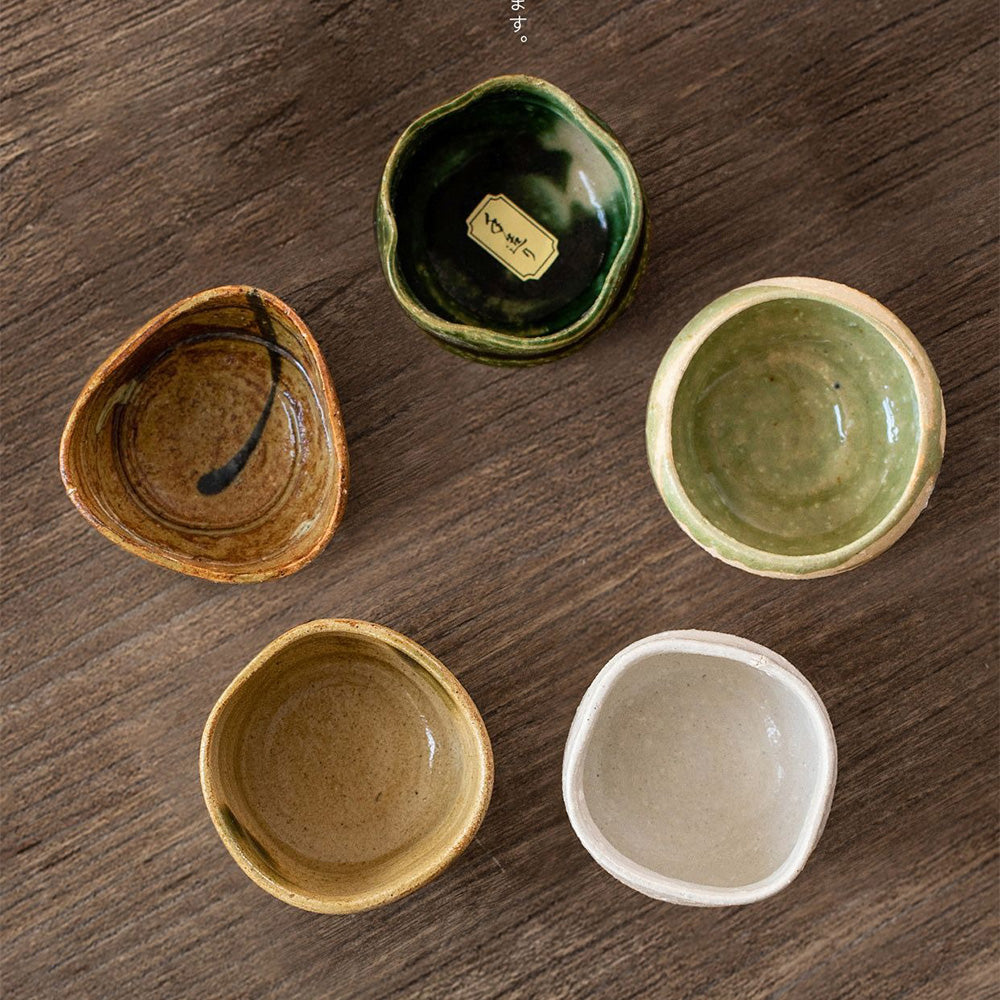 Japanese Mino-yaki Pottery Tea Cup Set of Five