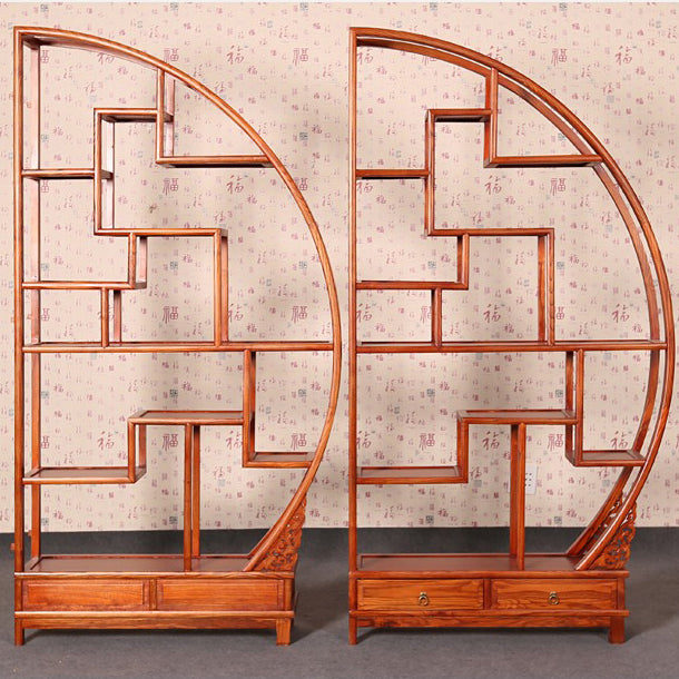 Round Shaped Chinese Curio Display Cabinet Shelf