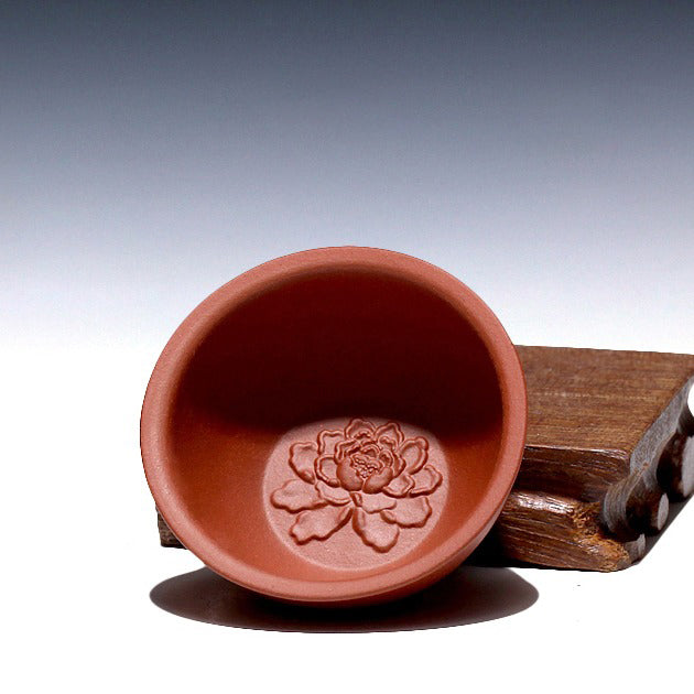 Peony Yixing Clay Gongfu Tea Cup (Set of Two)