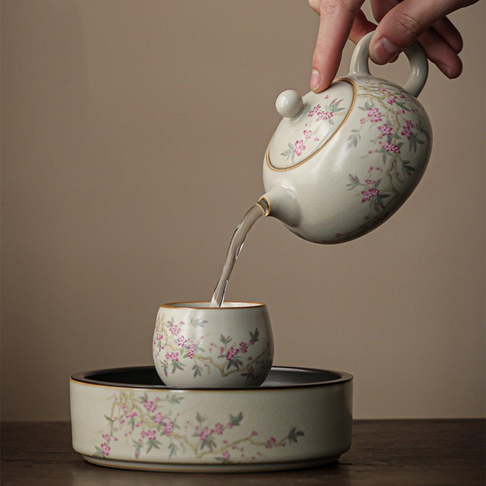 Chinese Ruyao Peach Blossom Tea Set