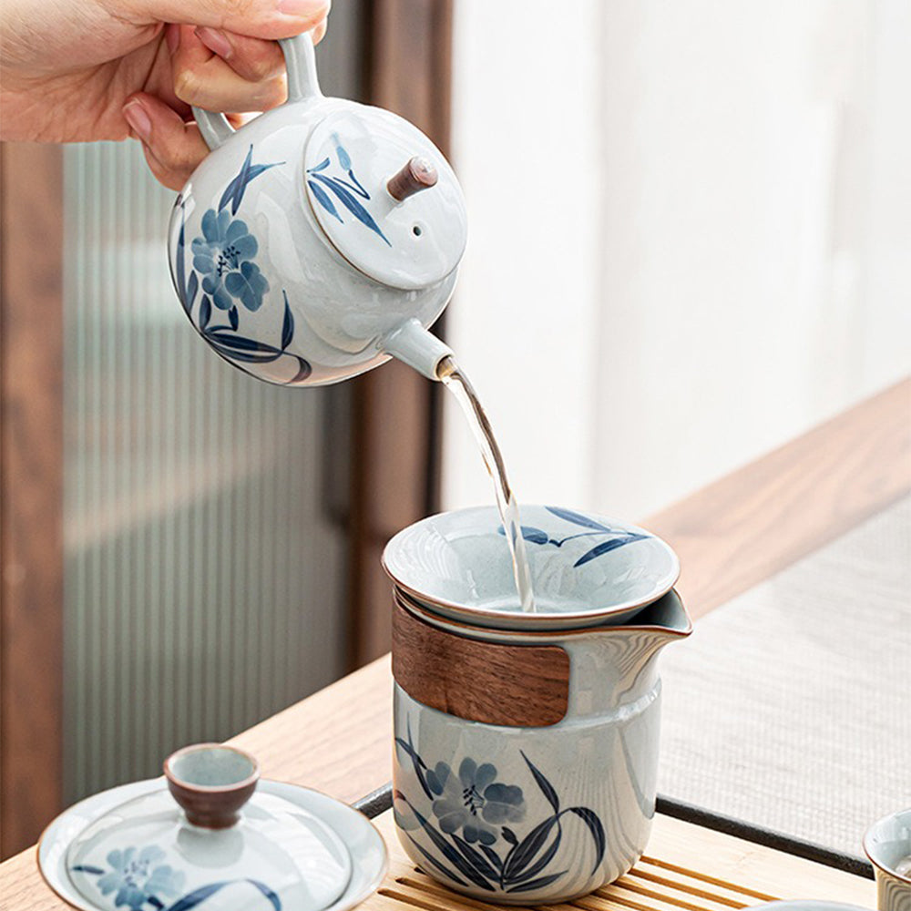 Chinese Hand Drawing Orchid Tea Set