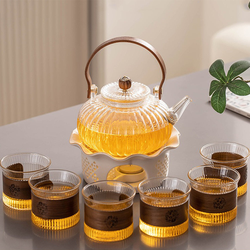 Vintage amazing unique piece glass tea set with translucent glass cheapest every angle wi