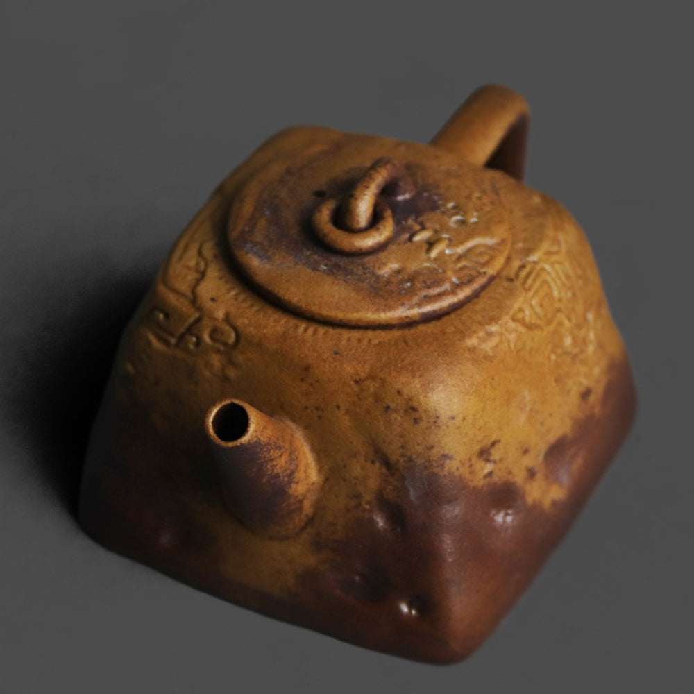 Chinese Sanxingdui Totem Square Teapot