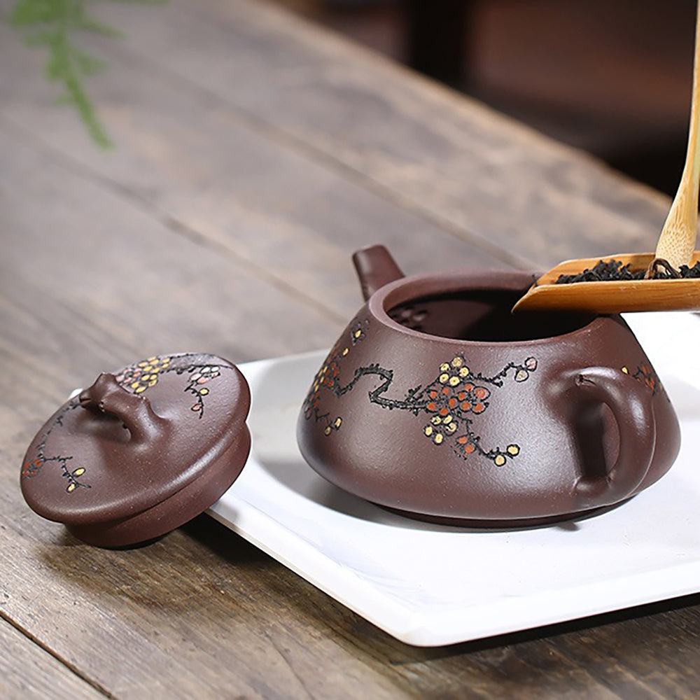 Yixing top Purple Clay (Zisha) Teapot [Ruyi Gold Stone Scoop 如意金纹石瓢]