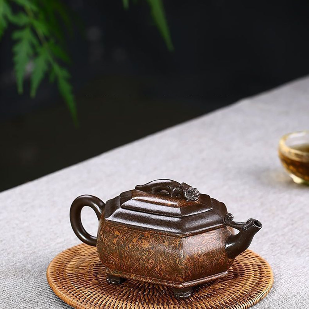 Yixing Chi Long Dragon Hexagonal Teapot