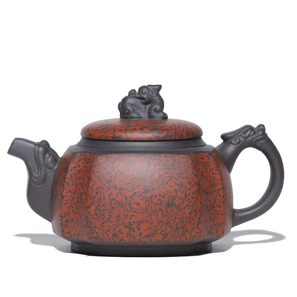 Yixing Square Dragon Purple Clay Teapot