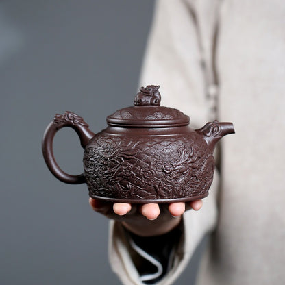 Dragon Over Sea Purple Clay De Zhong Teapot