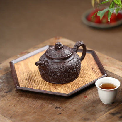 Dragon Over Sea Purple Clay De Zhong Teapot