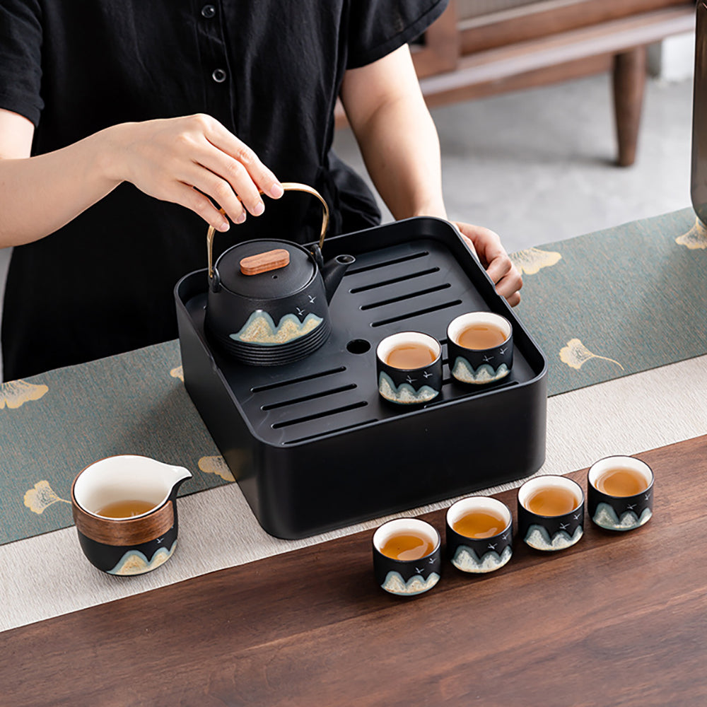 Japanese Style Modern Tea Set With Tray - Our Dining Table