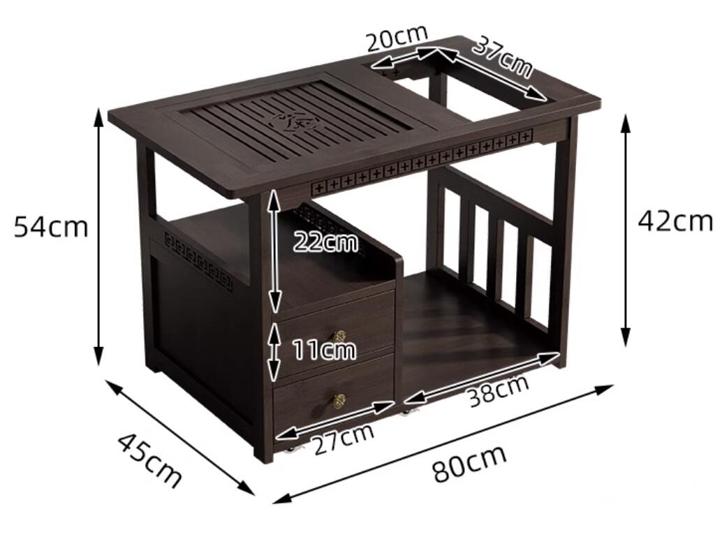 Multi-functional Movable Chinese Bamboo Tea Table