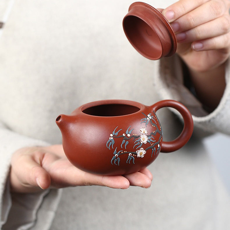 Purple Clay Painted Peach Blossom Teapot